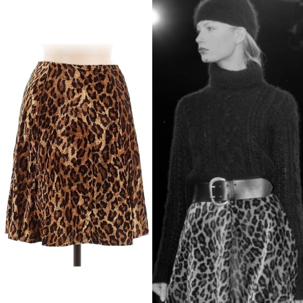 Ralph Lauren Collection Purple Label Leopard Mini Skirt 6 Vintage Velvet Y2k 90s